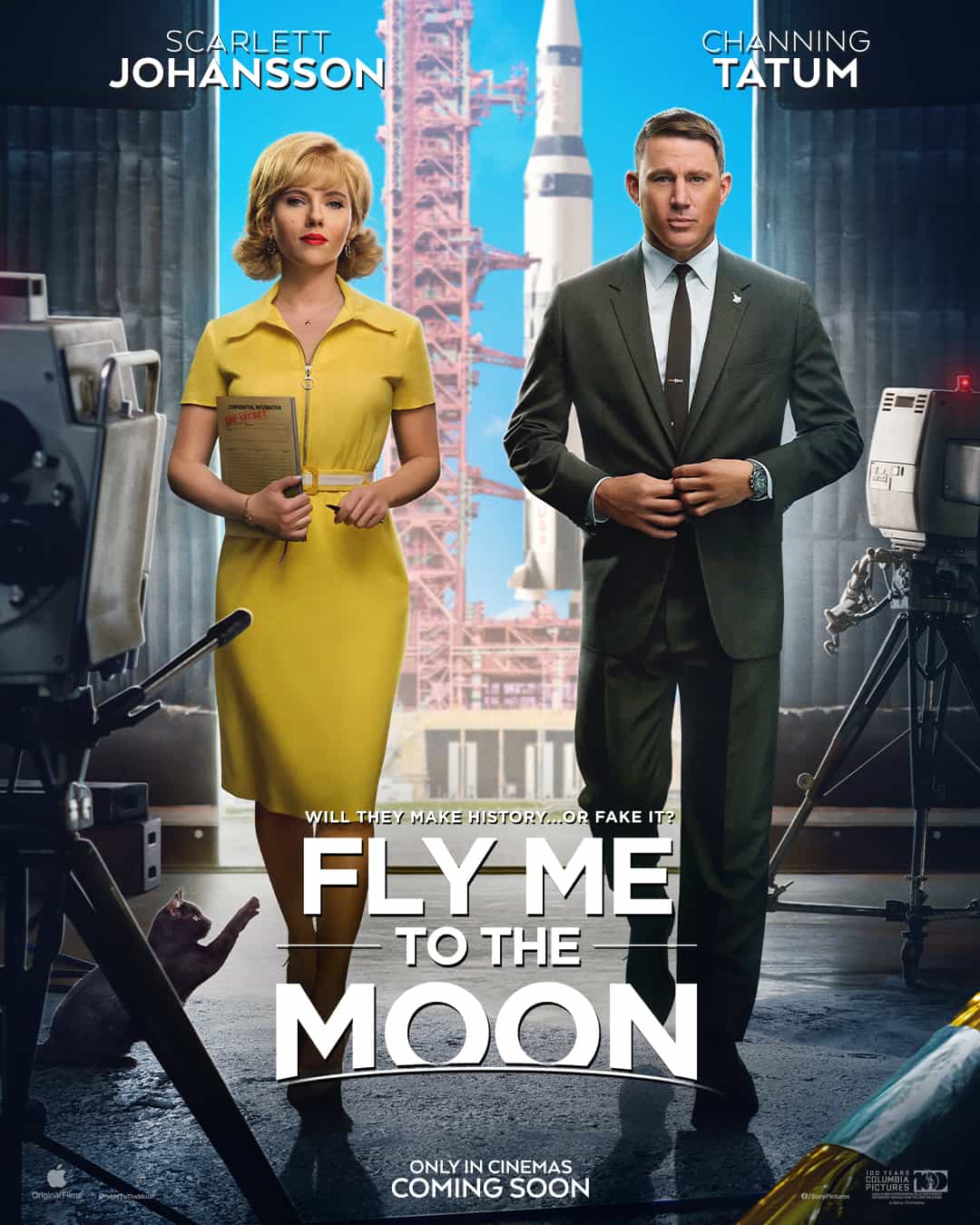 New poster has been released for Fly Me to the Moon which stars Scarlett Johansson and Channing Tatum - movie UK release date 12th July 2024 #flymetothemoon