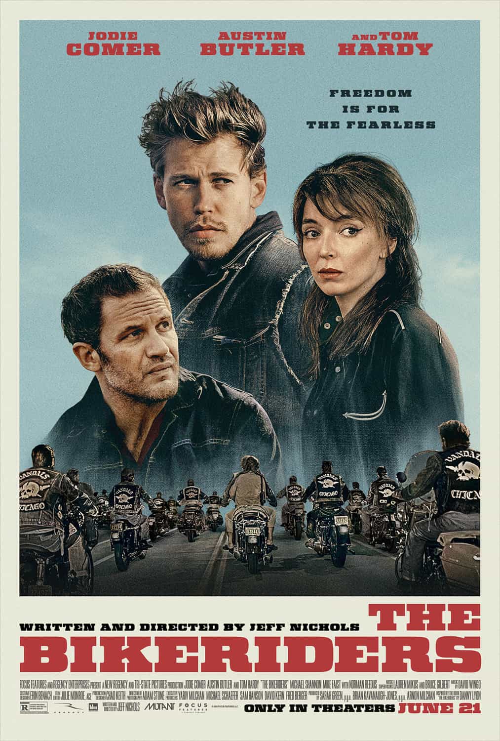 New poster has been released for The Bikeriders which stars Austin Butler and Jodie Comer - movie UK release date 21st June 2024 #thebikeriders